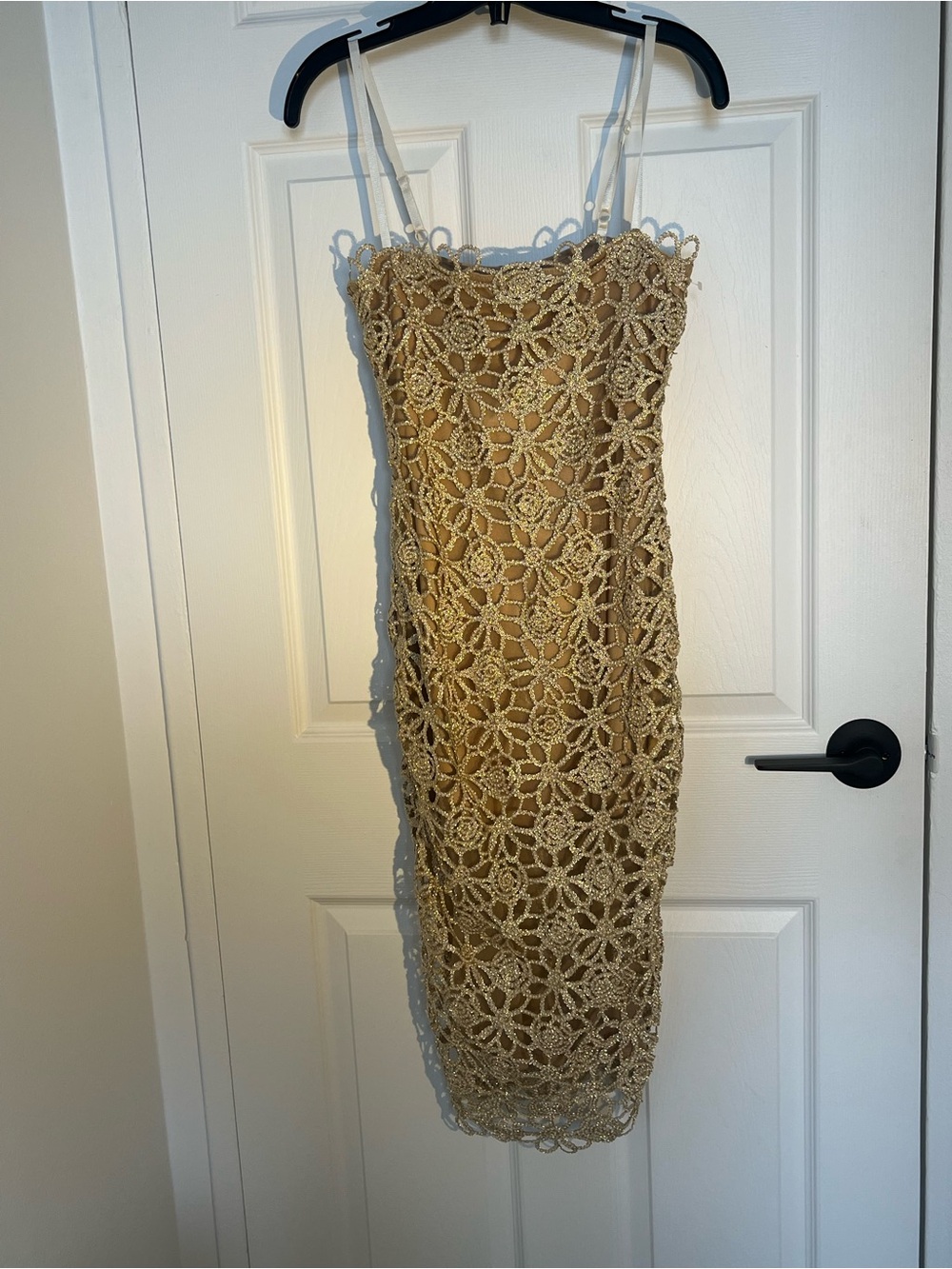 Gold Crochet Lace Slip Dress 
Ibiza dress 
Summer gold dress